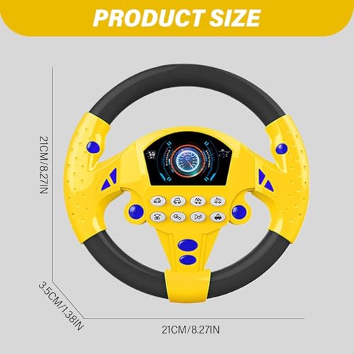 Slipps Kids Car Steering Wheel Toy, Steering Wheel Simulator | Battery Powered Cute Sensory Toys with Suction Cup, 360-Degree Rotatable Musical Driving Toy for Kids Boys Girls (Yellow Black) - Image 4