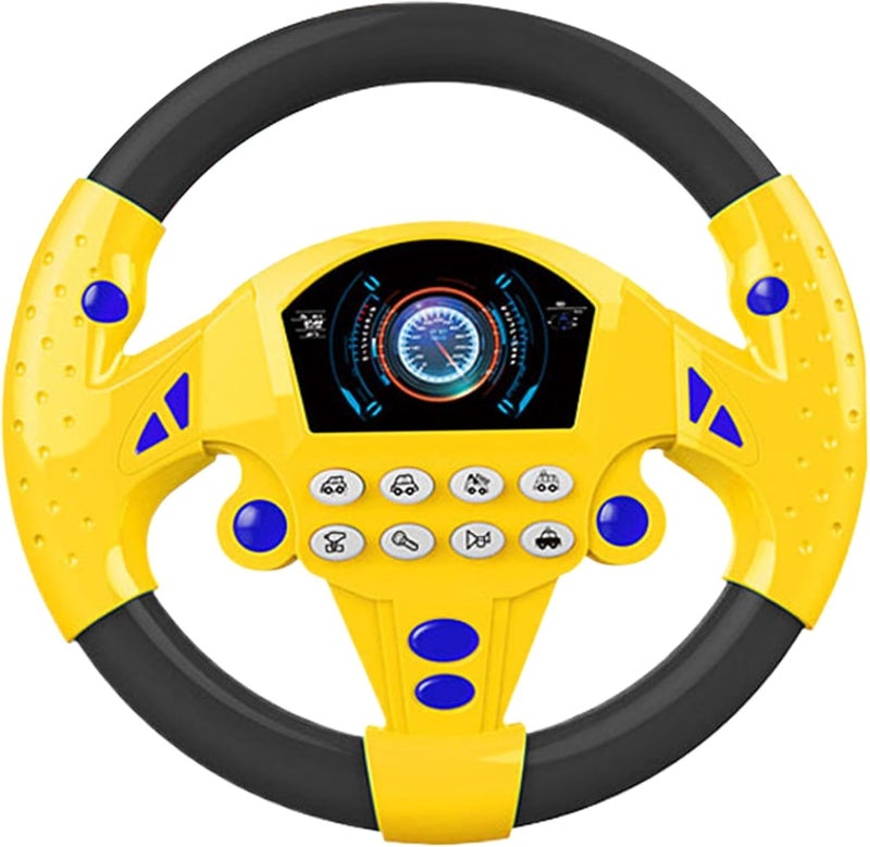 Slipps Kids Car Steering Wheel Toy, Steering Wheel Simulator | Battery Powered Cute Sensory Toys with Suction Cup, 360-Degree Rotatable Musical Driving Toy for Kids Boys Girls (Yellow Black) - Image 1