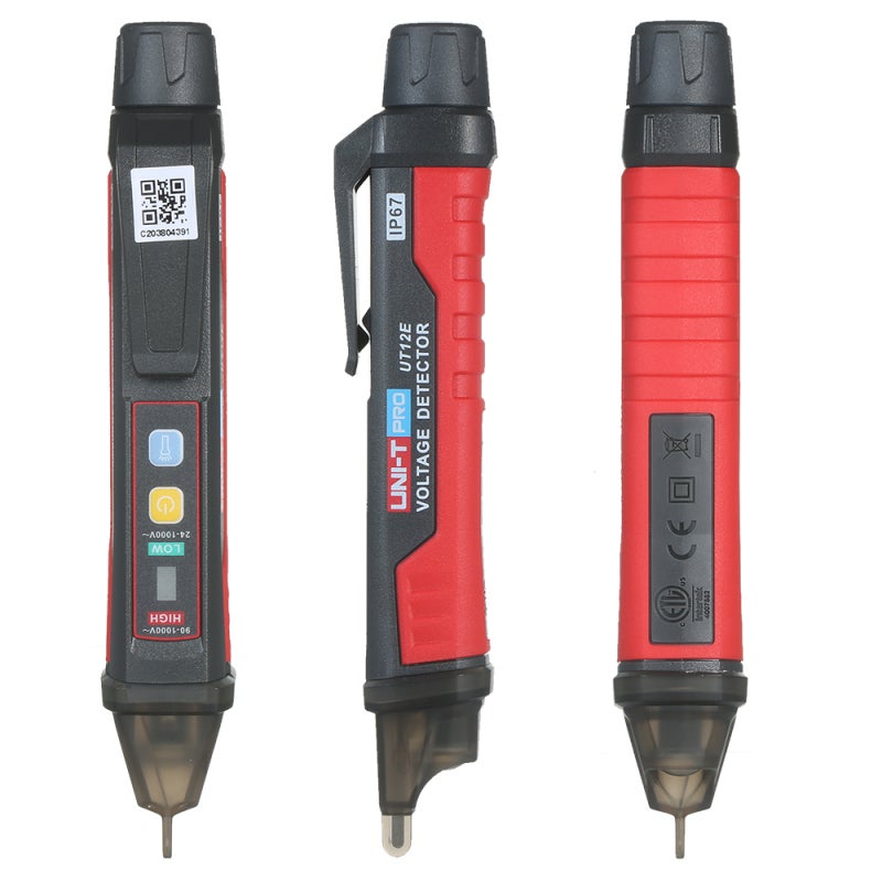 UNI-T UT12E AC Voltage Detector Meter 24V-1000V Non-Contact Portable Tester Pen Socket Volt Current Electric Test Pencil with Sound and Light Alarm and LED Flashlight Vibration - Image 3
