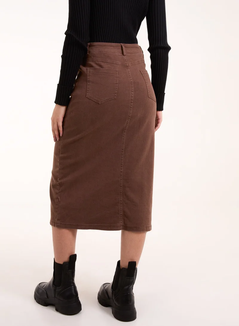 بلو فانيلا Acid Wash Denim Mid Skirt