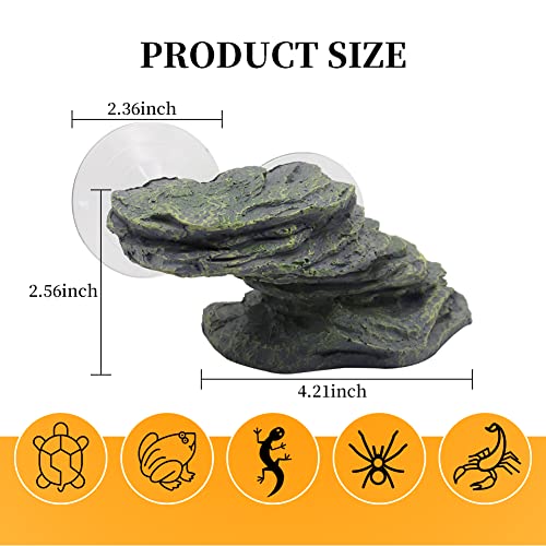 APlayfulBee Turtle Basking Platform with Strong Suction CupsFish Tank Aquarium Tortoise Climbing Platform Reptile Climbing Shale Resin Step Ledge Stone Aquarium Ornament Rock Float Resting Terrace for Frogs - Image 3