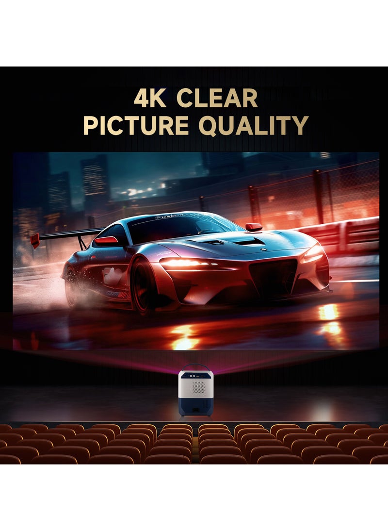 Umiio - Portable Smart Home Theater 4K Projector Wi-Fi Bluetooth Android Mobile Screen LED TV Game Projector Manual Focus HDMI/USB/AV/Remote Control with Angle Stand - Image 1