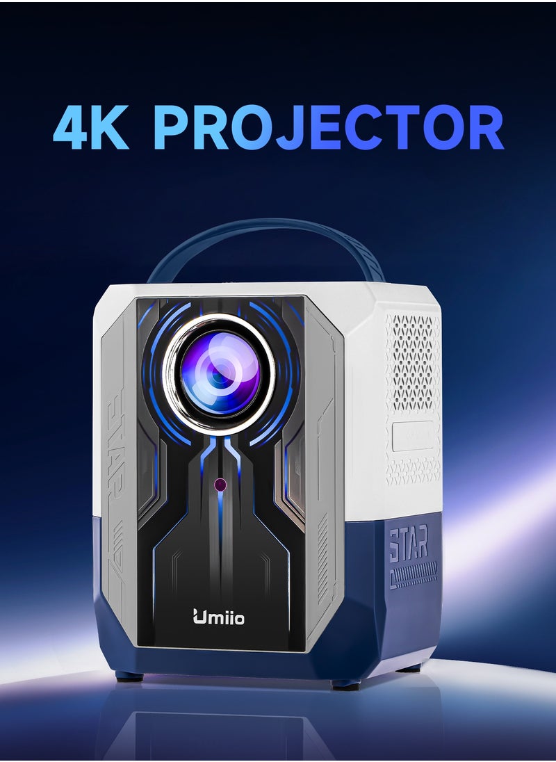 Umiio - Portable Smart Home Theater 4K Projector Wi-Fi Bluetooth Android Mobile Screen LED TV Game Projector Manual Focus HDMI/USB/AV/Remote Control with Angle Stand - Image 1