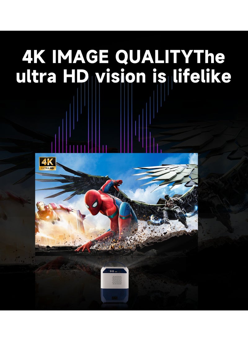 Umiio - Portable Smart Home Theater 4K Projector Wi-Fi Bluetooth Android Mobile Screen LED TV Game Projector Manual Focus HDMI/USB/AV/Remote Control with Angle Stand - Image 1