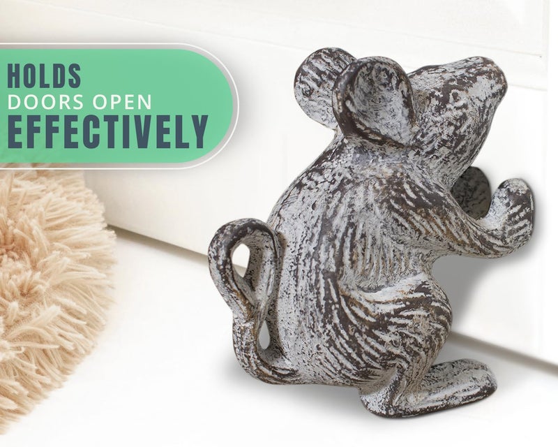 Comfify Cast Iron Mouse Door Stop – One Vintage Rustic Wedge in Antique White – Heavyweight Holder for Bedroom, Bath, or Entry - Image 4