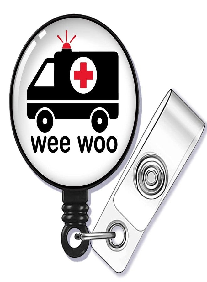 بكرة شارة قابلة للسحب من GEYGIE Wee Woo مزودة بمشبك تمساح، حامل شارة هوية مضحك لسيارة إسعاف، هدية مثالية لممرضات قسم الطوارئ، وفرق الاستجابة السريعة، وفرق الإصابات، والأطباء، وزملاء العمل، والمسعفين الأوائل. - Image 1