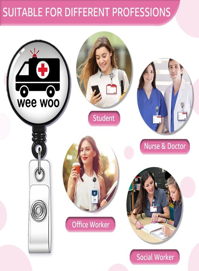 بكرة شارة قابلة للسحب من GEYGIE Wee Woo مزودة بمشبك تمساح، حامل شارة هوية مضحك لسيارة إسعاف، هدية مثالية لممرضات قسم الطوارئ، وفرق الاستجابة السريعة، وفرق الإصابات، والأطباء، وزملاء العمل، والمسعفين الأوائل. - Image 5