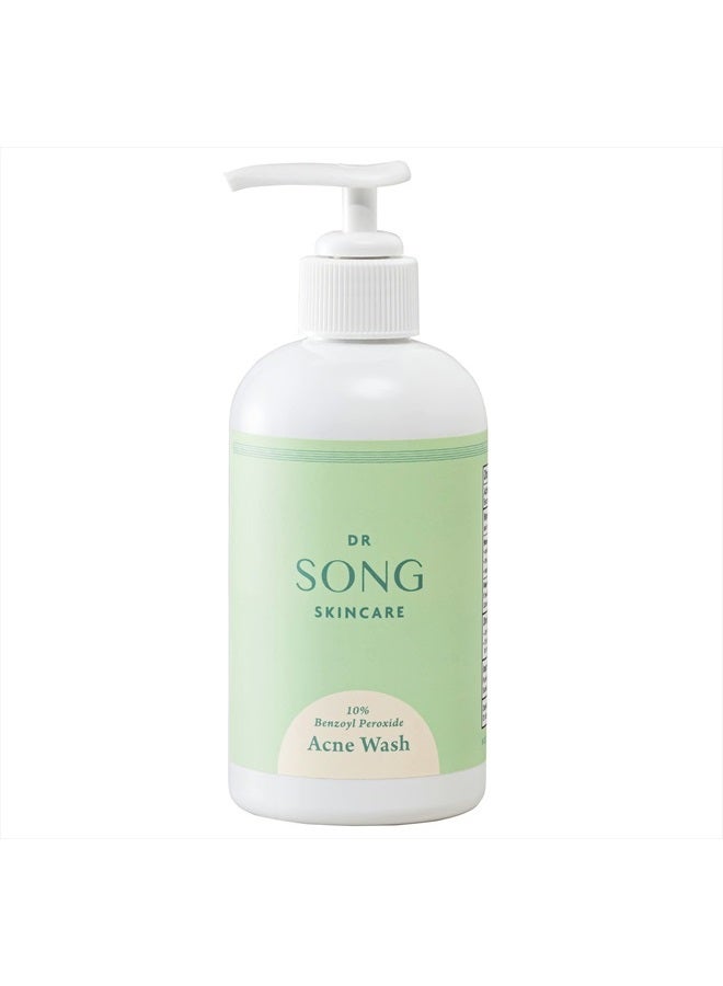 Dr Song غسول بنزويل بيروكسايد 10% مع حمض الهيالورونيك لعلاج حب الشباب: غسول وجه حب الشباب وغسول للجسم (8 أونصات) - Image 1