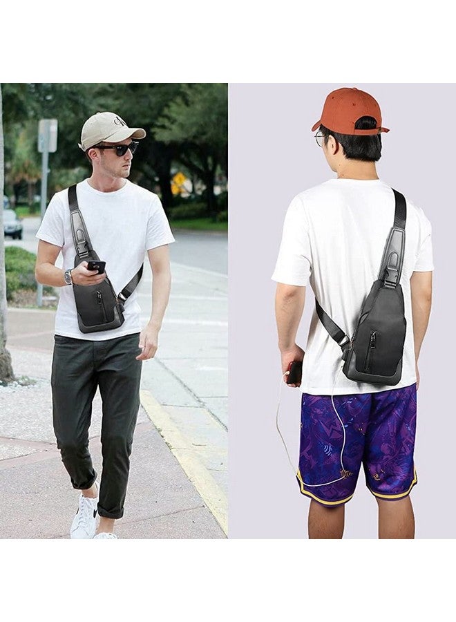 GUSTAVE Gustave Chest Bag For Men Crossbody Bag, Women Shoulder Bag Nylon Bag With Cable Vent, Adjustable Strap For Commuting, Travel, Outdoor Activities,Cycling (Black) - Image 3