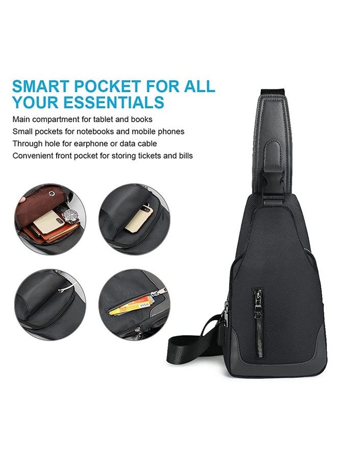 GUSTAVE Gustave Chest Bag For Men Crossbody Bag, Women Shoulder Bag Nylon Bag With Cable Vent, Adjustable Strap For Commuting, Travel, Outdoor Activities,Cycling (Black) - Image 5