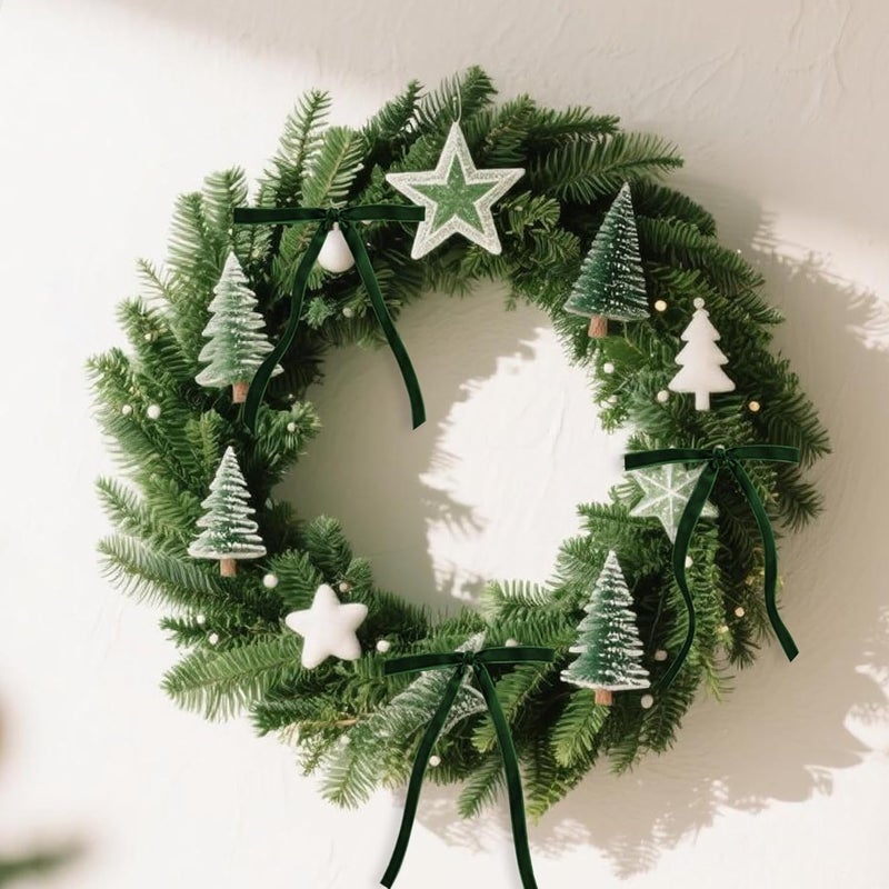 Utehilly Dark Green Vintage Velvet Bows Decorations Small Ornaments for Christmas Tree, Garland, Wreath, Door, Outdoor (24 Pcs, 5 * 7 Inch) - Image 3