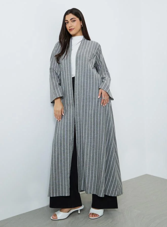 Women Striped Linen Abaya