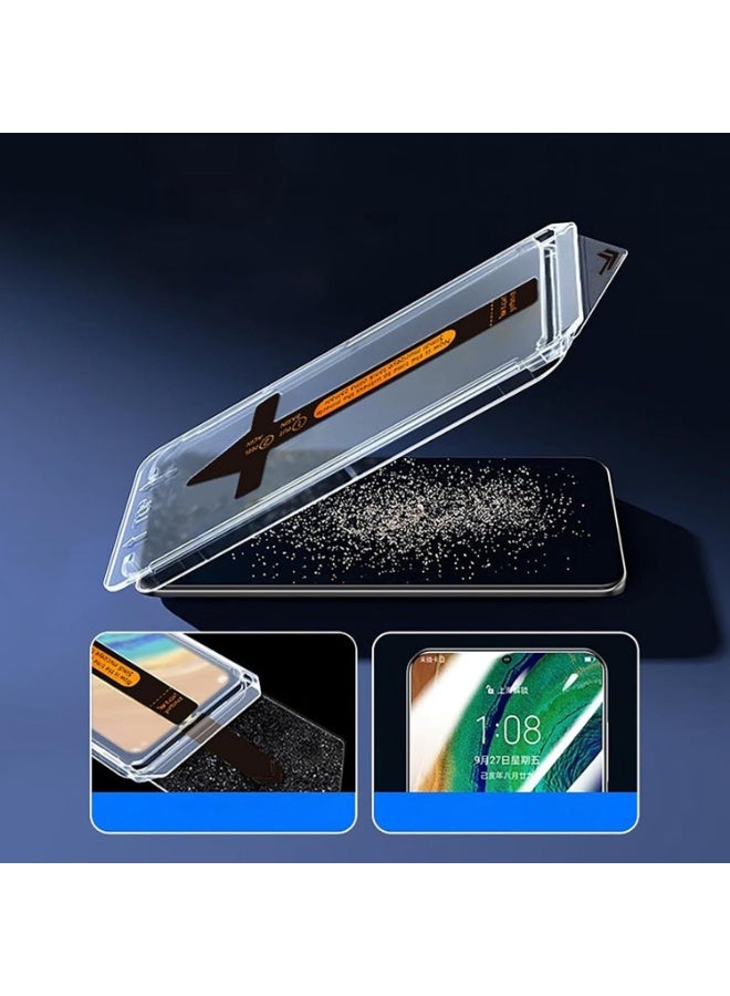 واقي شاشة لهاتف Samsung Galaxy S24 Ultra - مقاوم للغبار، خالٍ من الفقاعات، بإطار أسود ثلاثي الأبعاد (3D) وأدوات للتركيب السهل. - Image 2