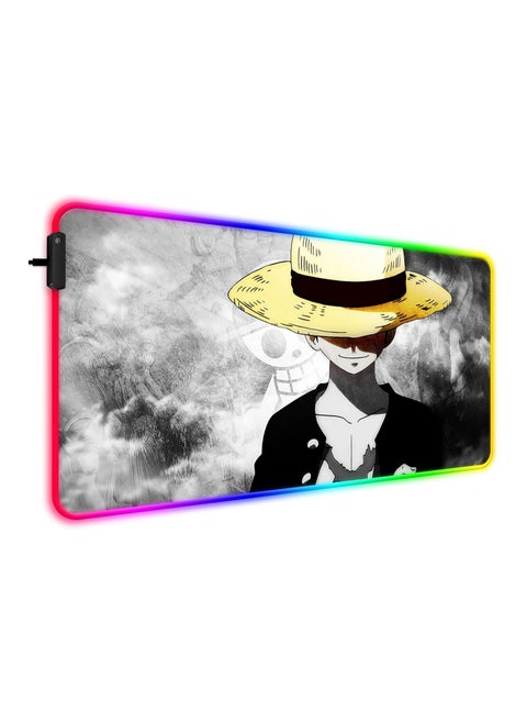 Anime RGB Mouse Pad, Extended Large Anime LED Luffy Mouse Pad for Home Office, Non Slip Rubber Base, Stitched Edge Gaming Luminous Table Pad for Computer Keyboard and Laptop