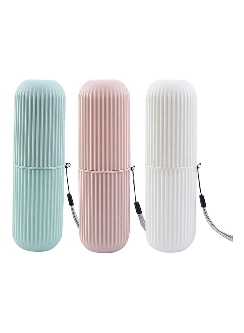 KASTWAVE 3Pack Portable Travel Toothbrush Cup,Capsule Shape Wash Gargle Cup Plastic Toothbrush Storage Container Organizer for Travel Home Camping Business School - Image 1