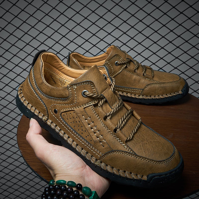 Men'S Leather Shoes Handmade Sewing Men'S Shoes Genuine Leather Men'S Casual Leather Shoes Men'S Shoes Loafers Casual Handmade Shoes - Image 2