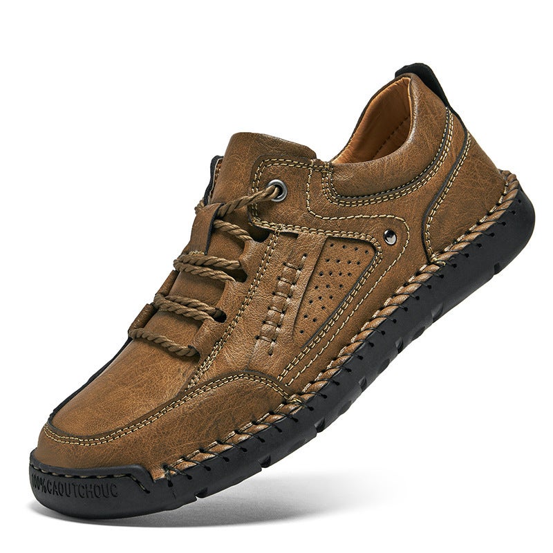 Men'S Leather Shoes Handmade Sewing Men'S Shoes Genuine Leather Men'S Casual Leather Shoes Men'S Shoes Loafers Casual Handmade Shoes - Image 1