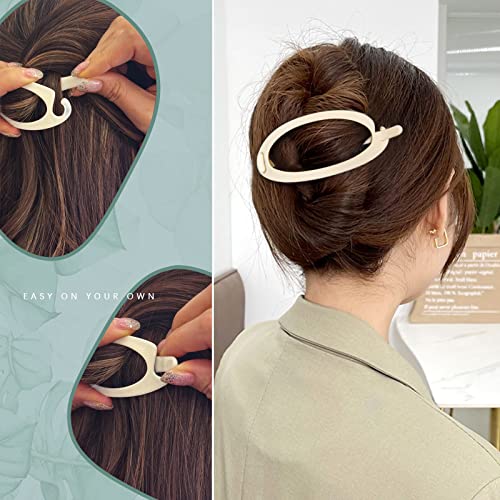 AWAYTR French Concord Hair Clips Claw 6Pcs Side Slid Flat Hair Clips for Volume Strong Hold No Slip Grip Hair Claw Clips for Women Girls Thick Thin Hair Matte OvalLarge 47 inches - Image 3