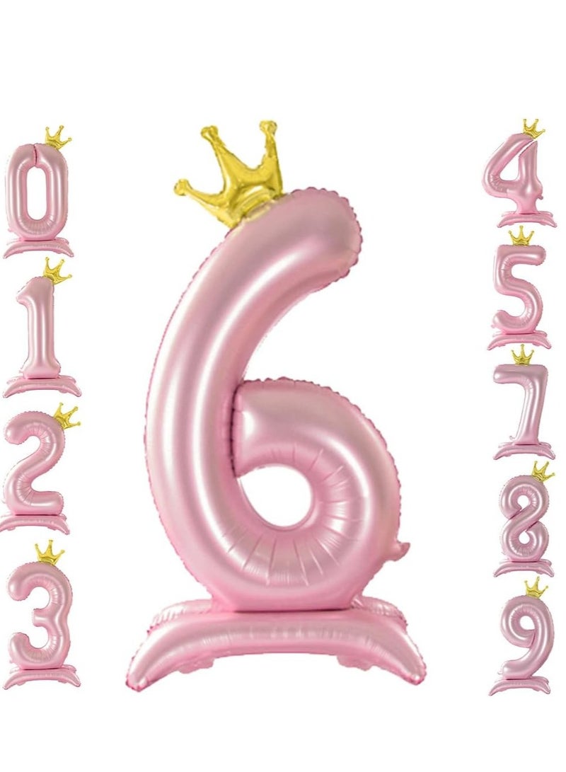 Home zone 32 Inch Crown Rose Gold Digit Helium Foil Birthday Party Balloons Number 6
