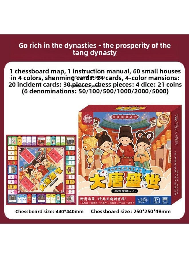Boxed Dynasty Rich Game Chess Parent-Child Interaction Children's Educational Board Game Thinking Exercise Financial Board Game Chess Students-Color:The Prosperous Period Of The Tang Dynasty Is Rich In Chess - Image 1