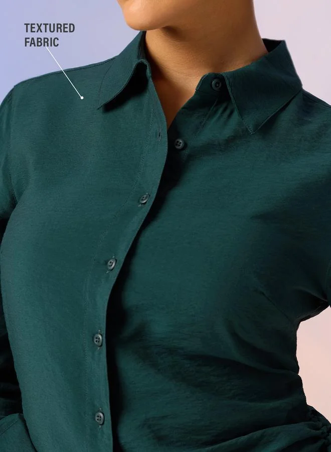 The Souled Store  Emerald Green Long Sleeve Regular Fit Shirt for Women | Best Price UAE
