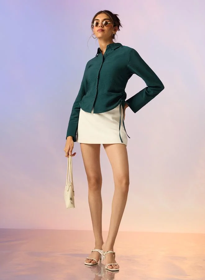 The Souled Store Emerald Green Long Sleeve Regular Fit Shirt