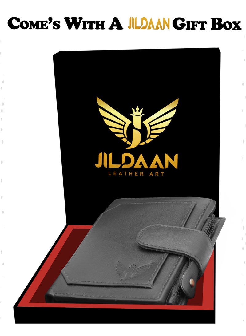 جيلدان محفظة جلدية أصلية JILDAAN للرجال مع حجب RFID مع 10 فتحات لبطاقات الائتمان ، 1 بطاقة سهلة الوصول ، 2 مقصورات نقدية وجيب سحاب 1 ، محفظة تأتي مع صندوق هدايا. - Image 5