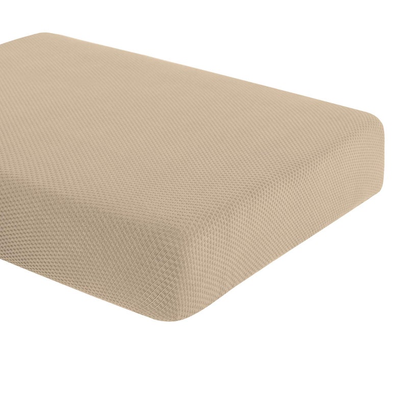 DyFun Couch Cushion Cover Stretch RV Seat Cover Cushion Knit Slipcover Furniture Protector Reversible Cover in Living Room for Settee (Loveseat Cushion, Beige) - Image 1
