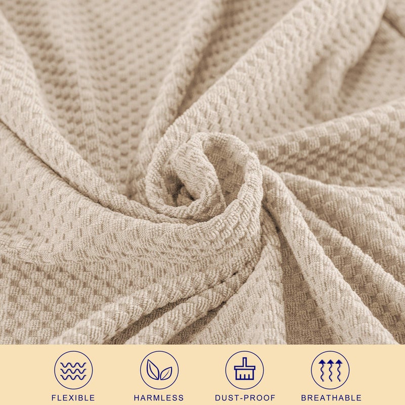 DyFun Couch Cushion Cover Stretch RV Seat Cover Cushion Knit Slipcover Furniture Protector Reversible Cover in Living Room for Settee (Loveseat Cushion, Beige) - Image 4