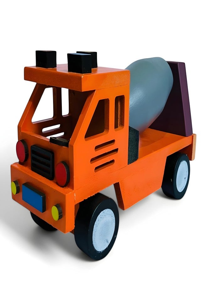 MarvelStore Wooden Cement Mixer Truck Toy | Handcrafted Construction Vehicle for Kids | Durable,Eco-Friendly and Safe Play | Brightly Colored with Smooth Edges for kids(Multicolor)(Cement Mixer Truck) - Image 2
