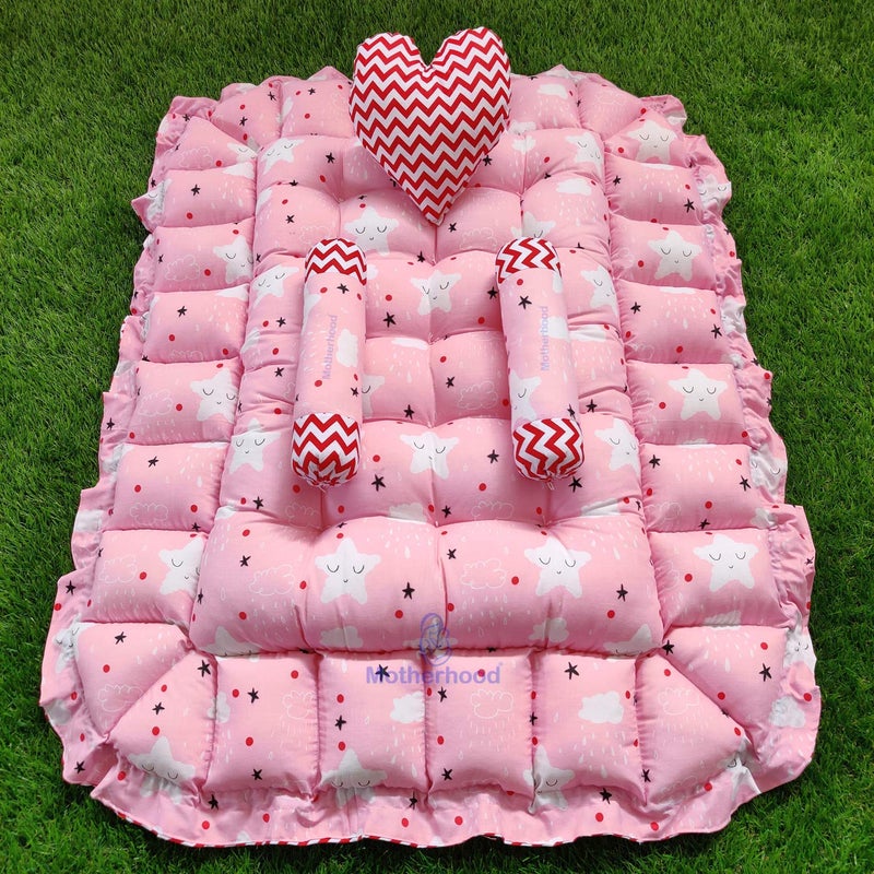 MOTHERHOOD MOTHERHOOD Rectangle Baby Tub Bed 3 Baby Pillow Luxury Baby Mattress Bed Sleeper Bedding Set coSleeper Safe Cotton Fabric with RFilled UltraSoft Comfortable for Newborn to Toddlers Pink - Image 4