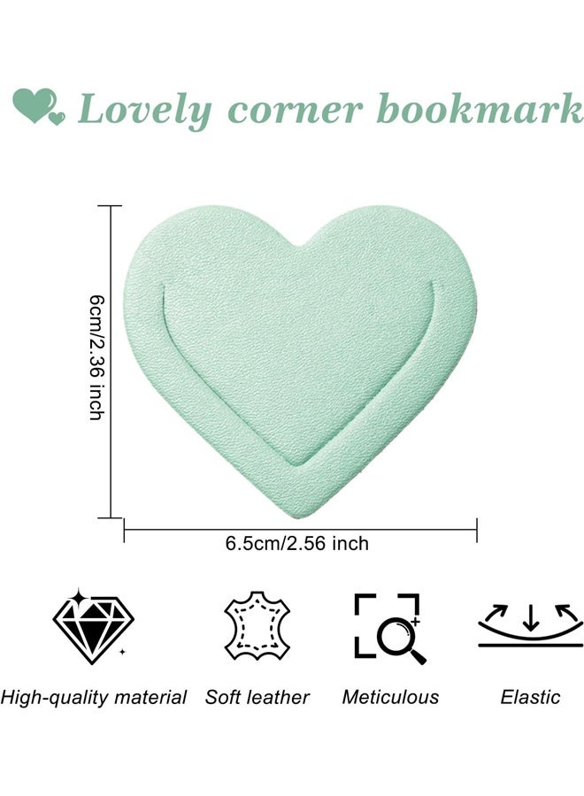 6 Pieces Leather Heart Bookmarks, Cute Corner Bookmark, Book Page Marker Clip Reading Gifts for Women Teachers Students, Book Lovers Accessories for School Office Home Supplies - Image 2