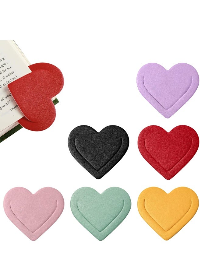 6 Pieces Leather Heart Bookmarks, Cute Corner Bookmark, Book Page Marker Clip Reading Gifts for Women Teachers Students, Book Lovers Accessories for School Office Home Supplies - Image 1