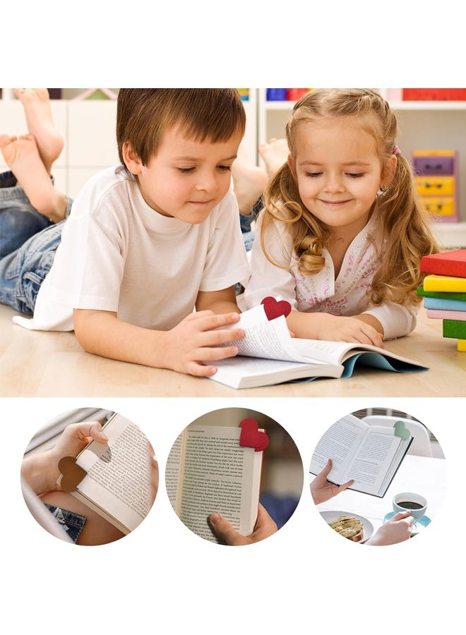 6 Pieces Leather Heart Bookmarks, Cute Corner Bookmark, Book Page Marker Clip Reading Gifts for Women Teachers Students, Book Lovers Accessories for School Office Home Supplies - Image 4