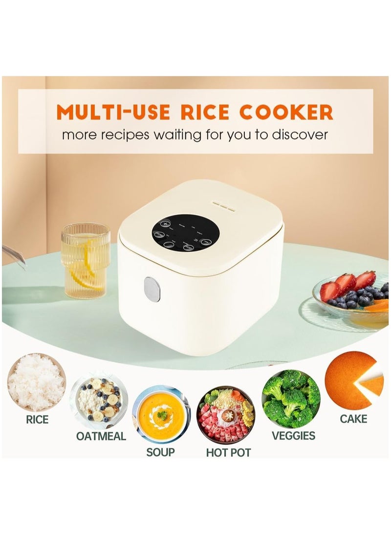 VRCOW - Rice Cooker Small 2.5 L with Steamer, Digital Multi Cooker with Timer and Keep Warm Function,Non-Stick Cooking Pot,3-Cup Capacity for Rice,Soup,Eggs,Compact Size, (Beige) - Image 1