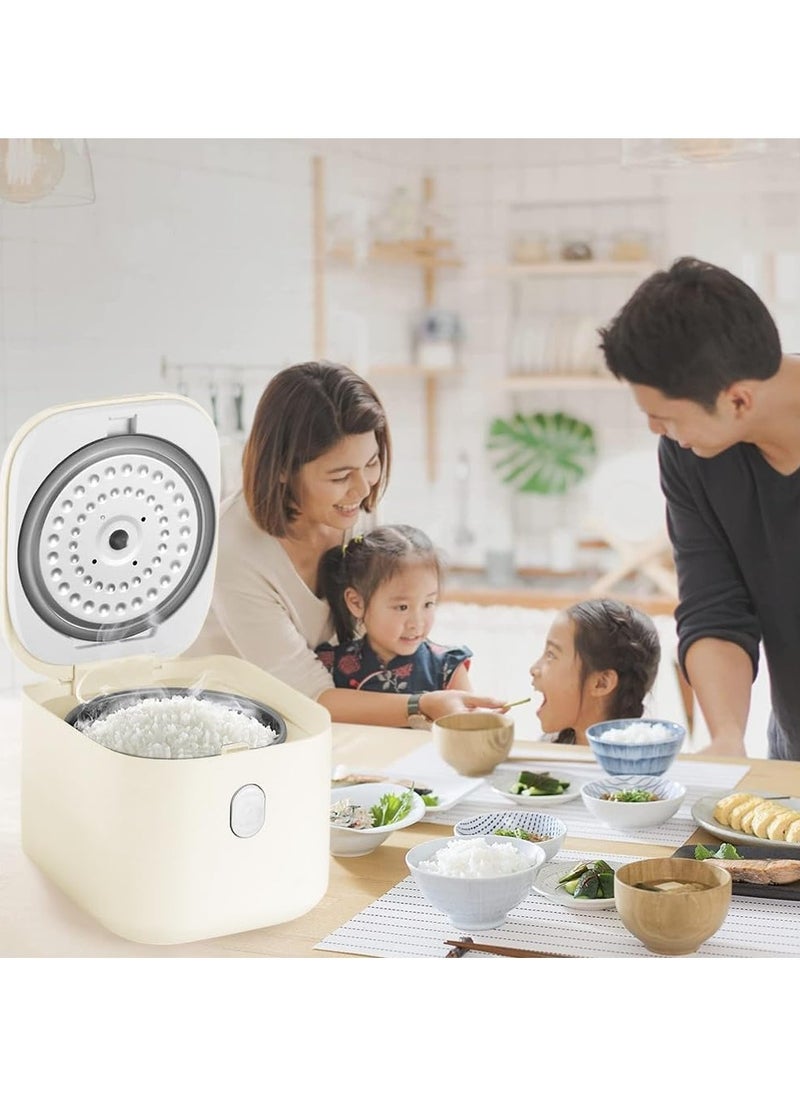 VRCOW - Rice Cooker Small 2.5 L with Steamer, Digital Multi Cooker with Timer and Keep Warm Function,Non-Stick Cooking Pot,3-Cup Capacity for Rice,Soup,Eggs,Compact Size, (Beige) - Image 1