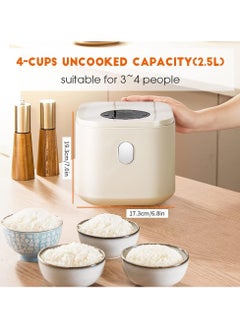 VRCOW Rice Cooker Small 2.5 L with Steamer, Digital Multi Cooker with Timer and Keep Warm Function,Non-Stick Cooking Pot,3-Cup Capacity for Rice,Soup,Eggs,Compact Size, (Beige)  - Image 2