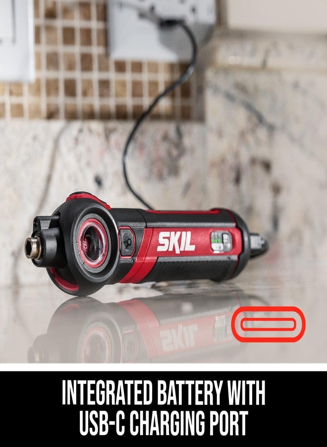 SKIL Twist 2.0 Rechargeable 4V Screwdriver with Pivoting Head, Torque Setting, USB-C Charging Cable, 28 PC Bit Set & Carrying Case- SD5619-02 - Image 4