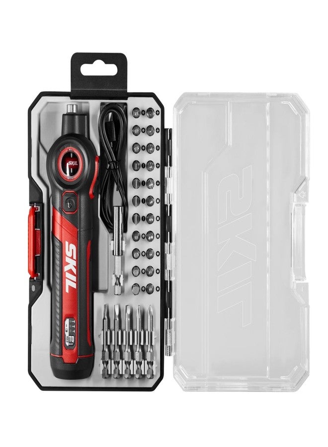 SKIL Twist 2.0 Rechargeable 4V Screwdriver with Pivoting Head, Torque Setting, USB-C Charging Cable, 28 PC Bit Set & Carrying Case- SD5619-02 - Image 1