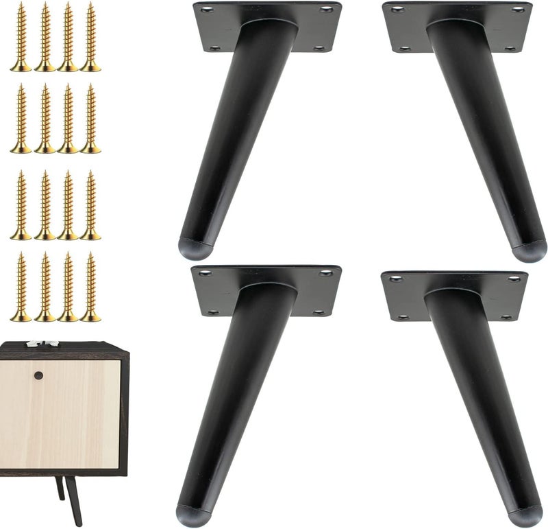 HIRVALL 6 Inch Furniture Legs Set of 4 MidCentury Style Metal Replacement Legs for Chairs Sofas Cabinets Tables and DIY Projects - Image 1