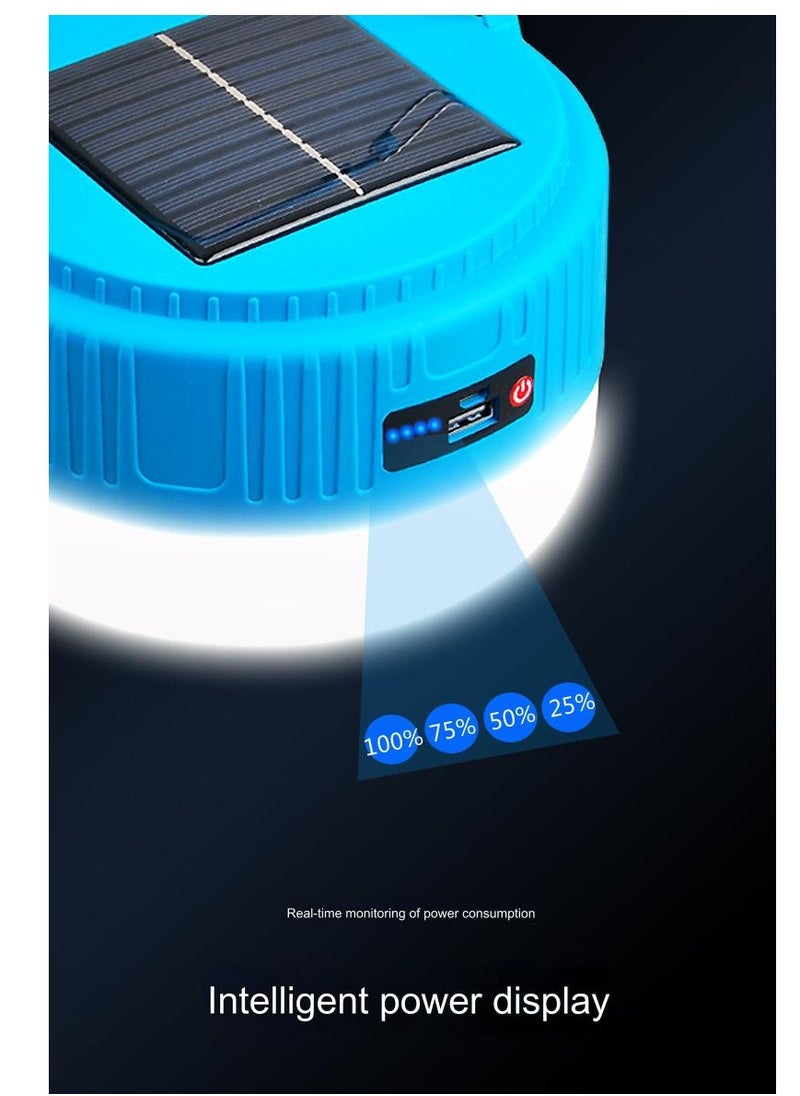 Excellent - Solar Multifunctional Outdoor Camping Light, Rechargeable Lighting Lantern, Long Battery Life Camping Tent Light Hanging-Blue (Small) - Image 1