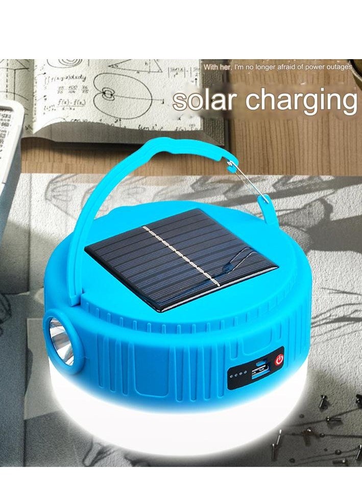 Excellent - Solar Multifunctional Outdoor Camping Light, Rechargeable Lighting Lantern, Long Battery Life Camping Tent Light Hanging-Blue (Small) - Image 1