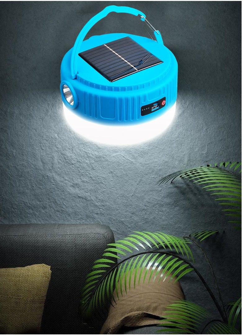 Excellent - Solar Multifunctional Outdoor Camping Light, Rechargeable Lighting Lantern, Long Battery Life Camping Tent Light Hanging-Blue (Small) - Image 1