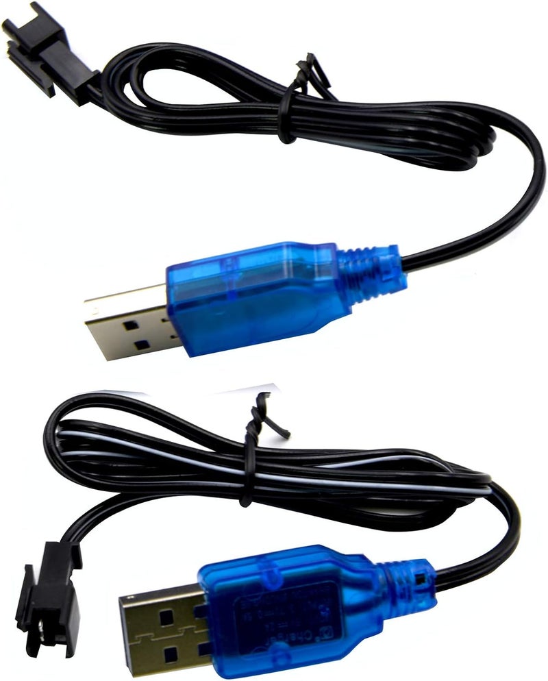 Blomiky 2 Pack 3.7V USB Charger Cable with SM-2P Plug Connector for Mini RC Amphibious Stunt Car Boat Trucks 1S Li-ion and Li-Po Battery / 3.7V USB 2 - Image 2
