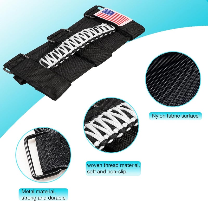 Gaizon 4 Pack Grab Handles Roll Bar Paracord Handgrip Handles with American Flag for Jeep Wrangler YJ TJ JK JL & Gladiator JT 1955-2022 - Image 3