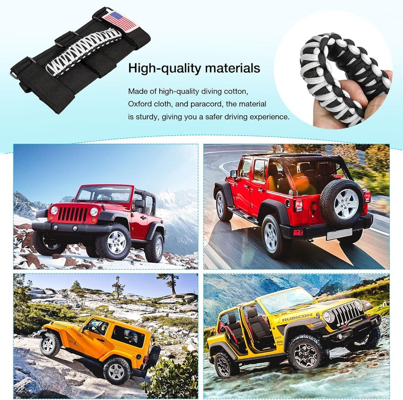 Gaizon 4 Pack Grab Handles Roll Bar Paracord Handgrip Handles with American Flag for Jeep Wrangler YJ TJ JK JL & Gladiator JT 1955-2022 - Image 5