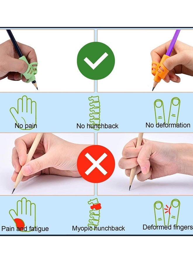 8 قطع من مقابض أقلام الرصاص للأطفال حامل أقلام الرصاص السيليكوني للأصابع للأطفال أدوات مساعدة الكتابة اليدوية مقابض أقلام الرصاص المريحة للمبتدئين تدريب تصحيح الوضع الكتابة، متعدد الألوان - Image 5