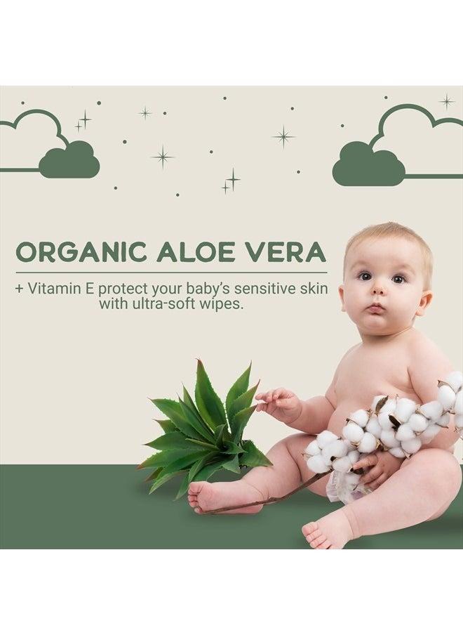Natural Flushable Baby Wipes with Aloe Vera and Chamomile Extract, Chlorine-Free, Unscented Wet Wipes, Hypoallergenic, Gentle on Sensitive Skin, Septic Safe, 50 Count