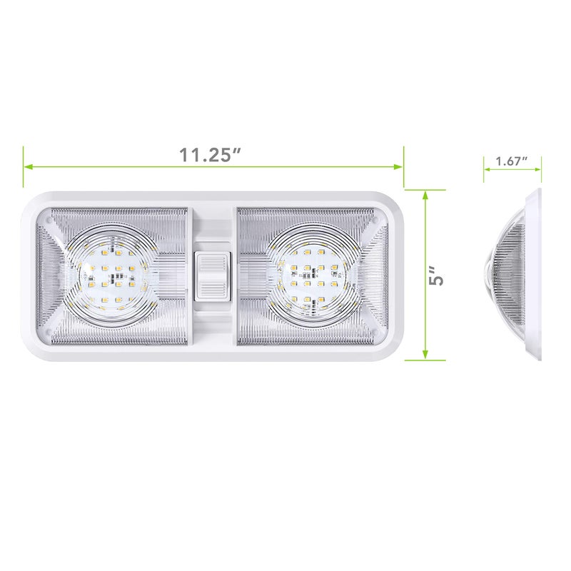 Leisure LED مصباح سقف مزدوج LED للترفيه 2 حزمة مع مفتاح تشغيل/إيقاف للإضاءة الداخلية للسيارة/المركبة/المقطورة/المخيم/القارب DC 11-18V أبيض طبيعي (أبيض طبيعي 4000-4500K، 2 حزمة) - Image 2