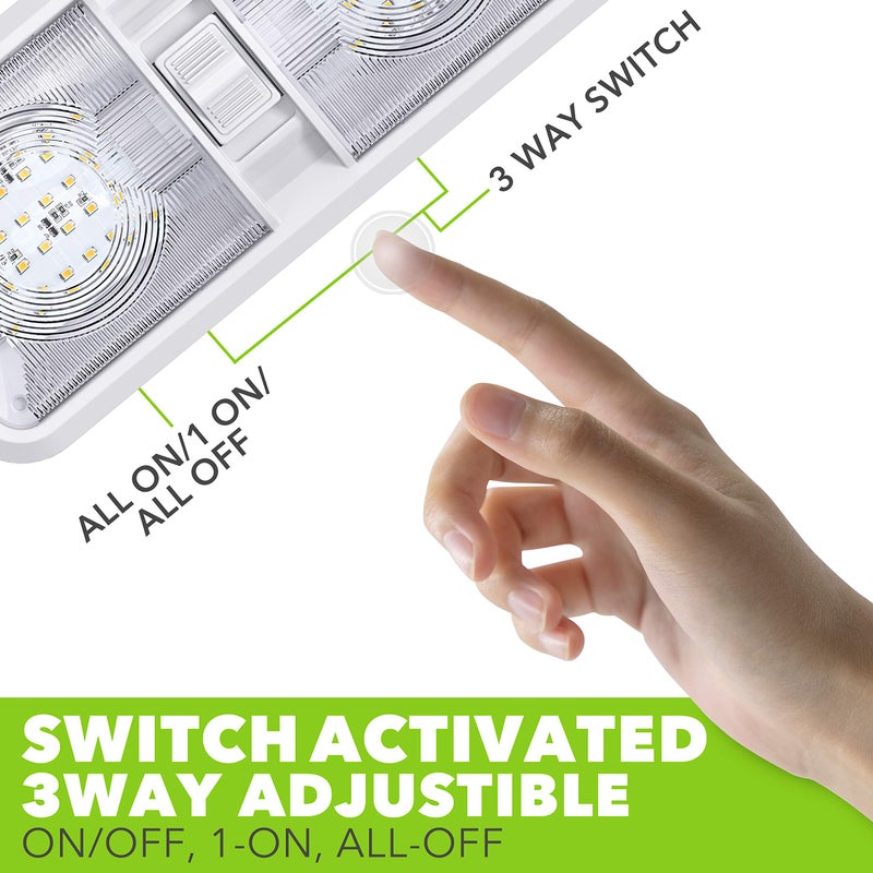 Leisure LED مصباح سقف مزدوج LED للترفيه 2 حزمة مع مفتاح تشغيل/إيقاف للإضاءة الداخلية للسيارة/المركبة/المقطورة/المخيم/القارب DC 11-18V أبيض طبيعي (أبيض طبيعي 4000-4500K، 2 حزمة) - Image 5